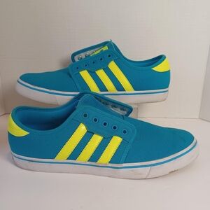 Adidas Mens SZ 11 Blue Lime‎ Canvas Shoes EVH791004 Casual Low Top Skateboarding